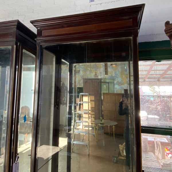 Anglo Indian Teak Mirrored and Beveled Glass Tall 40-inch Palace Display Cabinet