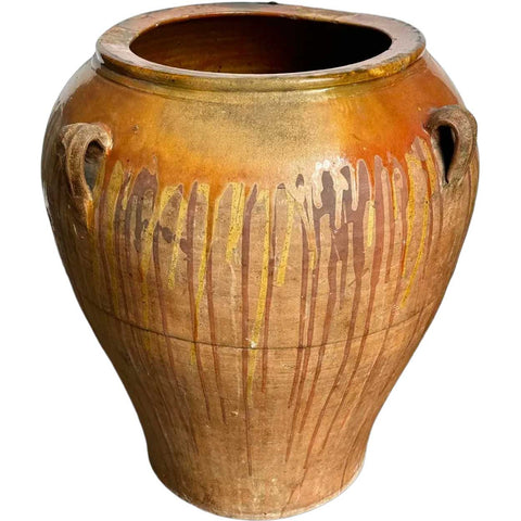 Large Spanish Glazed Terracotta Pottery Oil Jar