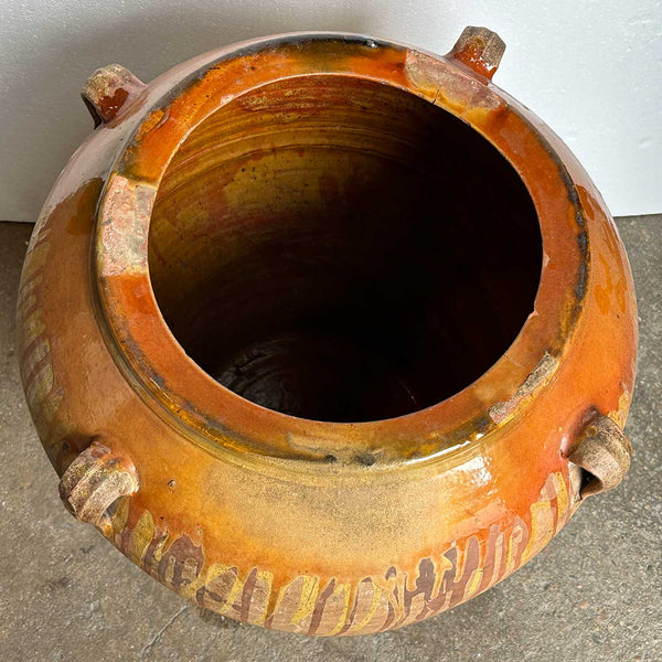 Large Spanish Glazed Terracotta Pottery Oil Jar