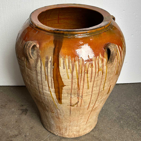 Large Spanish Glazed Terracotta Pottery Oil Jar