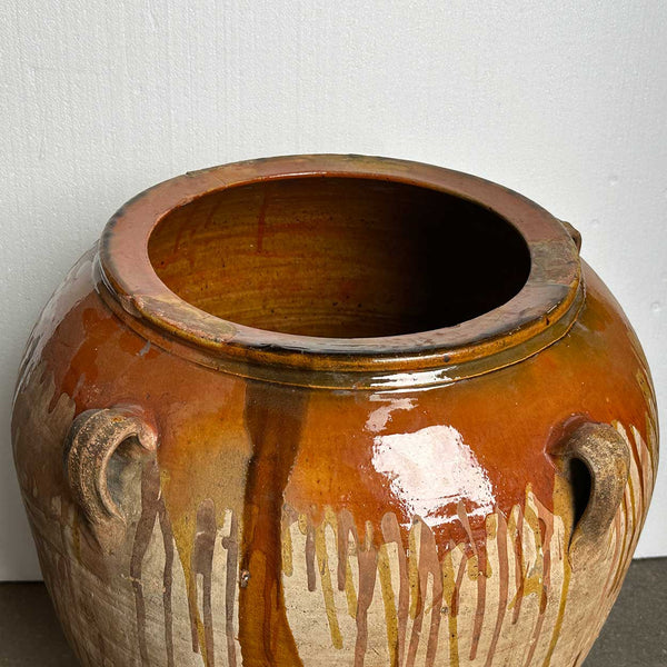 Large Spanish Glazed Terracotta Pottery Oil Jar