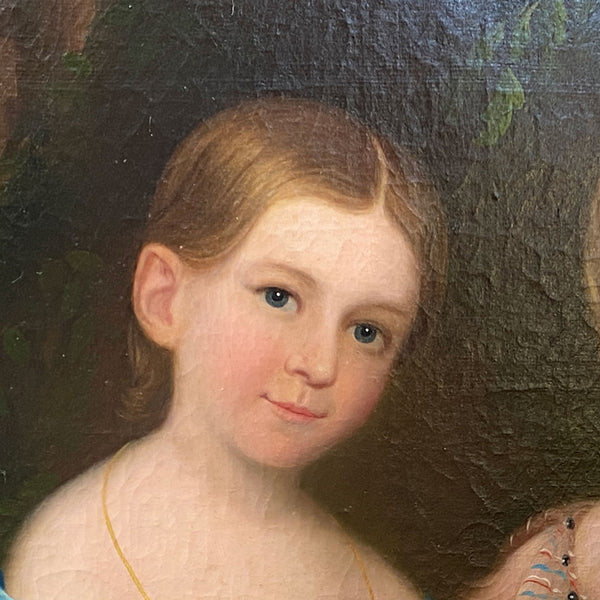 ROBERT STREET Oil on Canvas Painting, Portrait of the Grundy Siblings with a Lamb