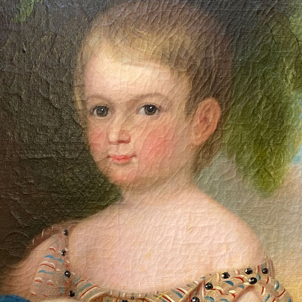 ROBERT STREET Oil on Canvas Painting, Portrait of the Grundy Siblings with a Lamb