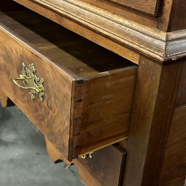 American Queen Anne Walnut Flat-Top Chest on Stand Highboy