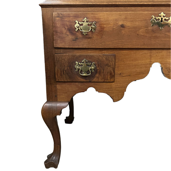 American Queen Anne Walnut Flat-Top Chest on Stand Highboy