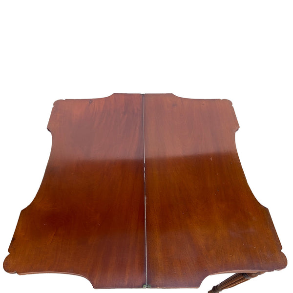 American New England Sheraton Mahogany Fold-Over Card Table