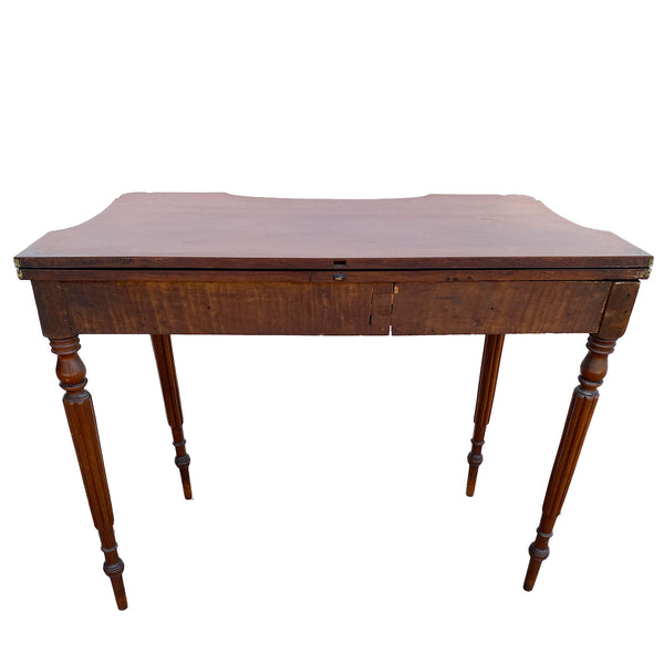 American New England Sheraton Mahogany Fold-Over Card Table