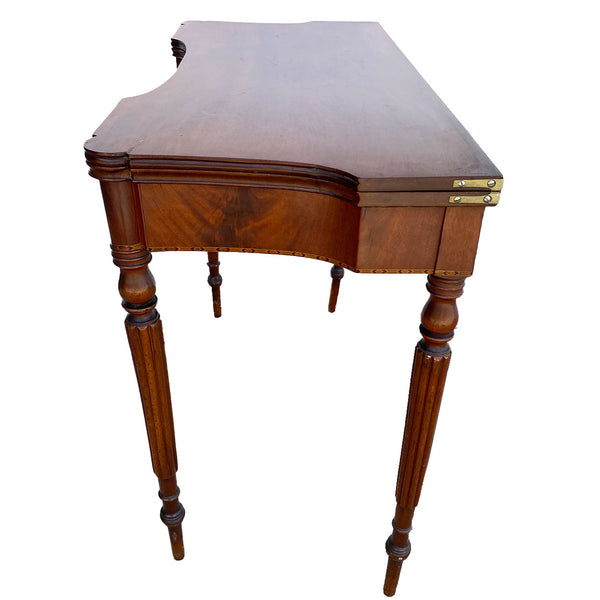 American New England Sheraton Mahogany Fold-Over Card Table