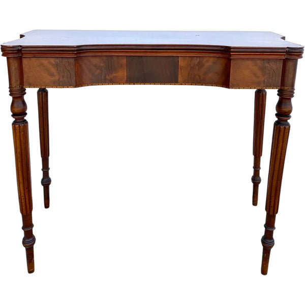 American New England Sheraton Mahogany Fold-Over Card Table