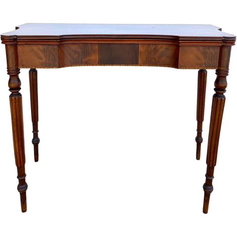 American New England Sheraton Mahogany Fold-Over Card Table