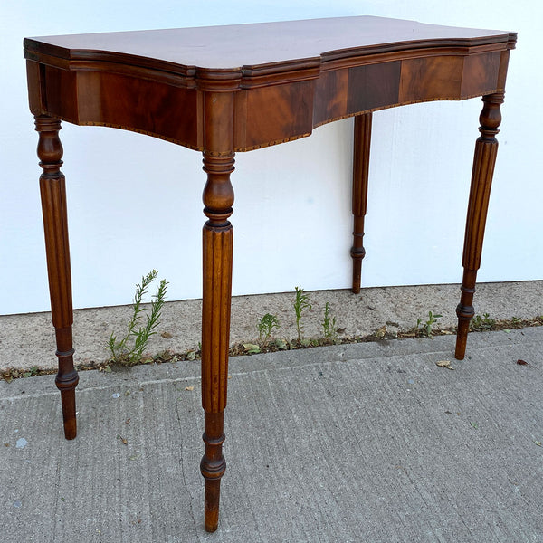 American New England Sheraton Mahogany Fold-Over Card Table