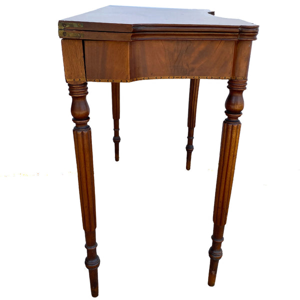 American New England Sheraton Mahogany Fold-Over Card Table