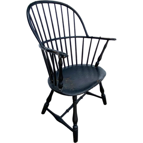 American Black-Painted Sackback Windsor Knuckle Armchair