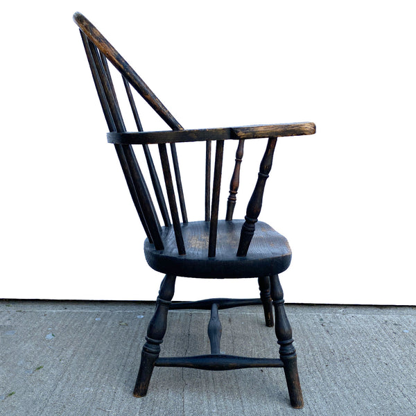 American Black Painted Sackback Child's Windsor Armchair
