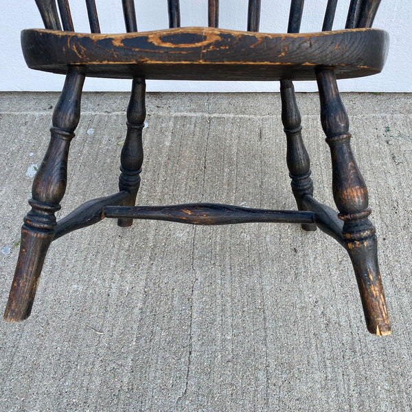 American Black Painted Sackback Child's Windsor Armchair