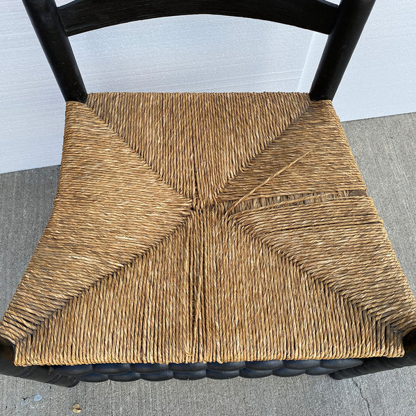 American New England Painted Maple Rush Seat Ladder Back Armchair