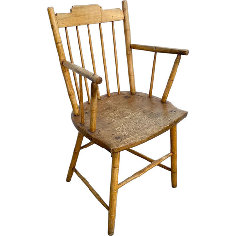 American New England Maple Bobbin Turned Windsor Armchair