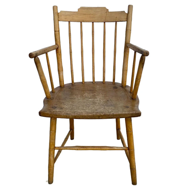 American New England Maple Bobbin-Turned Windsor Armchair