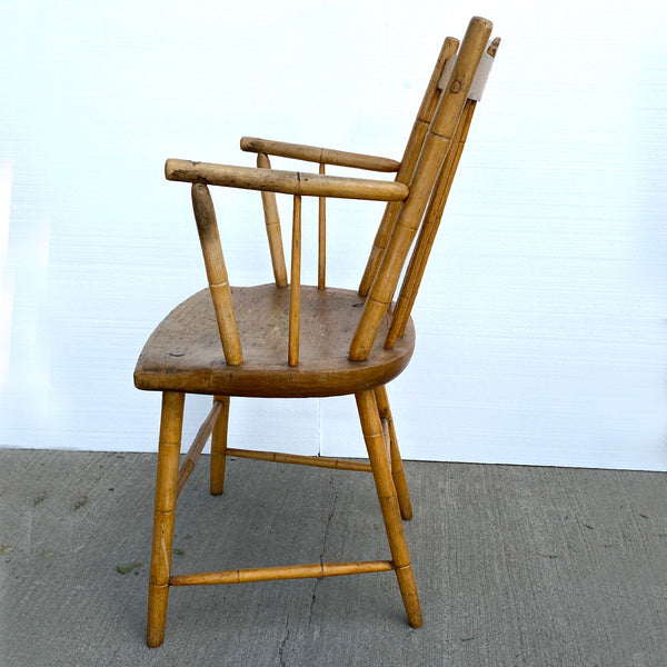 American New England Maple Bobbin Turned Windsor Armchair