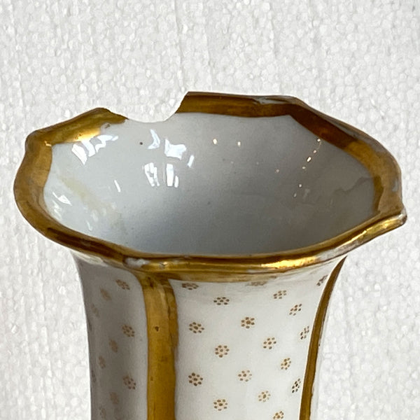 Pair of English Porcelain Floral Encrusted Bottle Vases