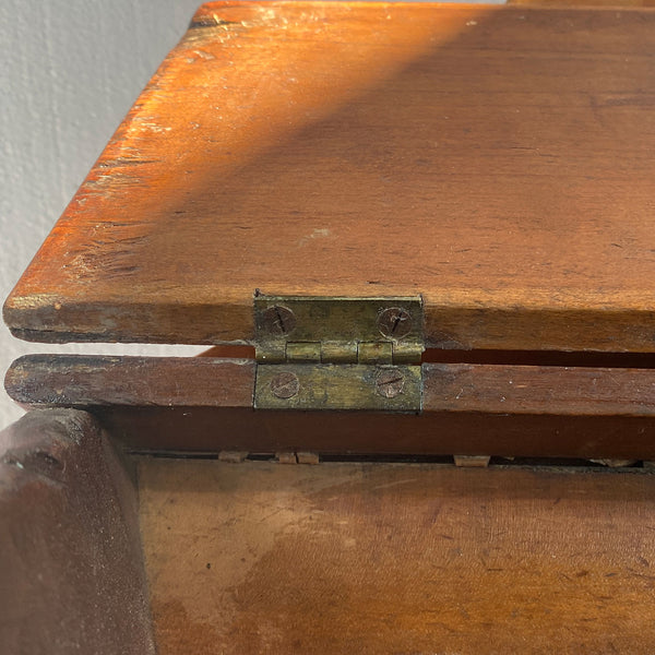 American New England Wooden Double-Lidded Cutlery Box
