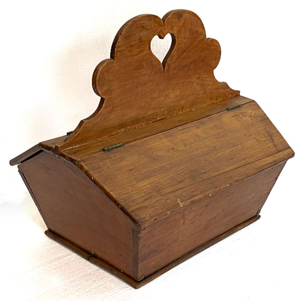 American New England Wooden Double-Lidded Cutlery Box