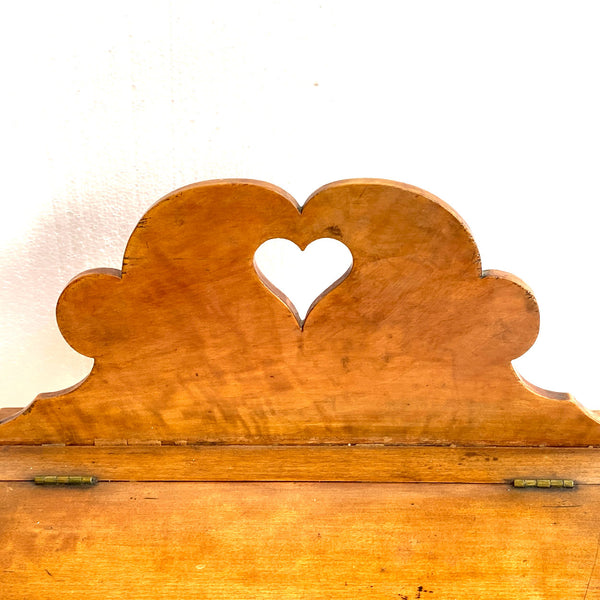 American New England Wooden Double-Lidded Cutlery Box