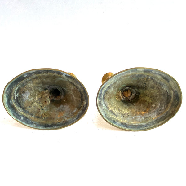 Pair of English Empire Brass Column-Form Candlesticks