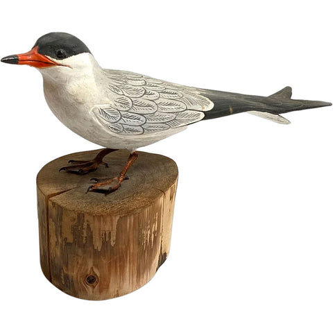 American ROBERT KURKEWICZ Painted Wood Common Tern Bird Carving