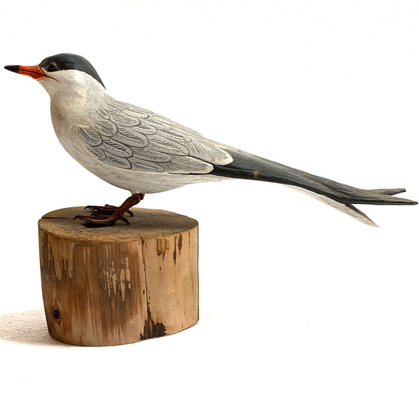 American ROBERT KURKEWICZ Painted Wood Common Tern Bird Carving