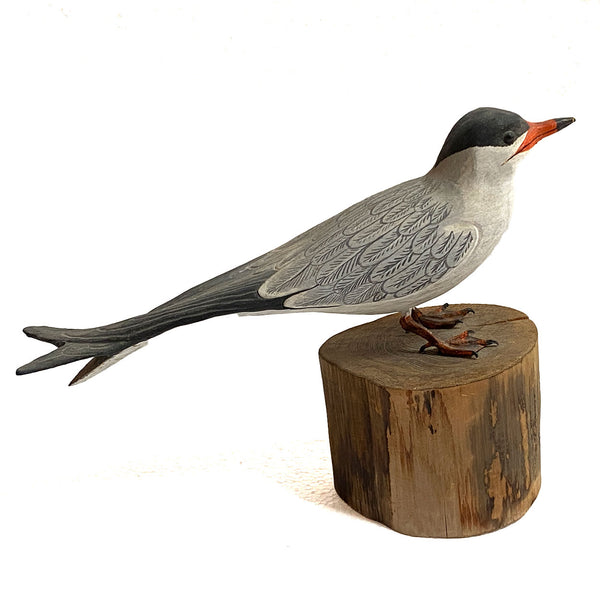 American ROBERT KURKEWICZ Painted Wood Common Tern Bird Carving