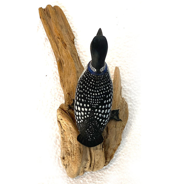 American New England DOROTHY BROWN Miniature Painted Wood Loon Bird Carving