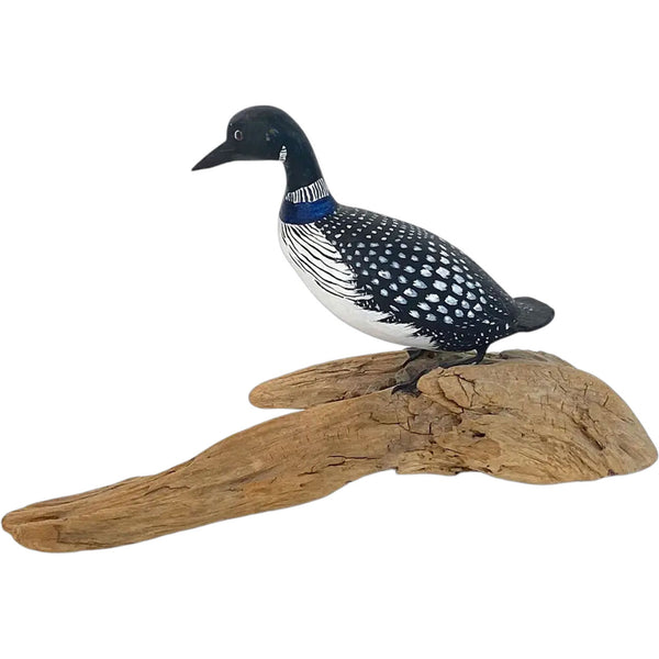 American New England DOROTHY BROWN Miniature Painted Wood Loon Bird Carving