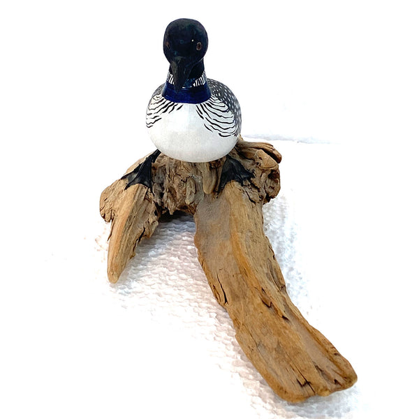 American New England DOROTHY BROWN Miniature Painted Wood Loon Bird Carving