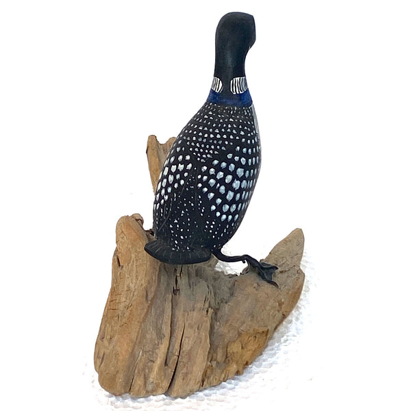 American New England DOROTHY BROWN Miniature Painted Wood Loon Bird Carving
