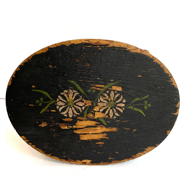 Small American Wooden Stencil Floral Painted Footstool