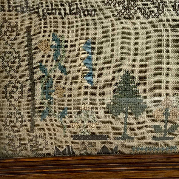 American Schoolgirl Silk Thread Needlework Sampler