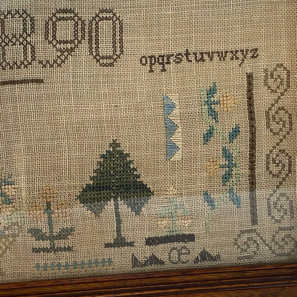 American Schoolgirl Silk Thread Needlework Sampler