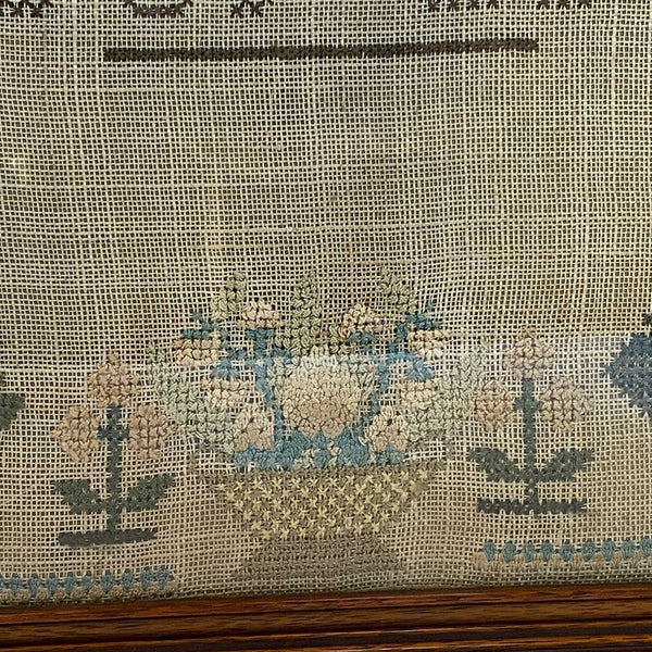 American Schoolgirl Silk Thread Needlework Sampler