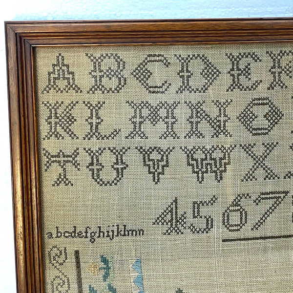 American Schoolgirl Silk Thread Needlework Sampler