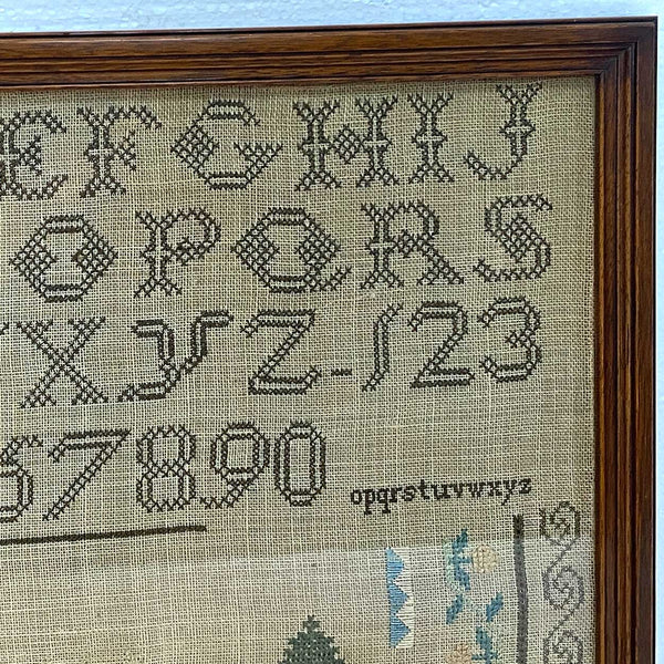 American Schoolgirl Silk Thread Needlework Sampler