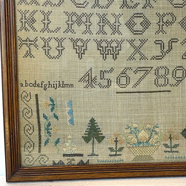 American Schoolgirl Silk Thread Needlework Sampler