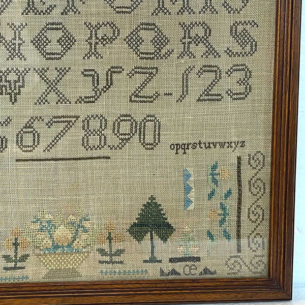 American Schoolgirl Silk Thread Needlework Sampler