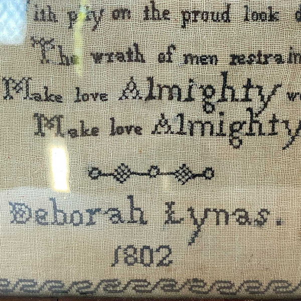 Irish Georgian Needlework Sampler Humanity's Petition Wrought by Deborah Lynas