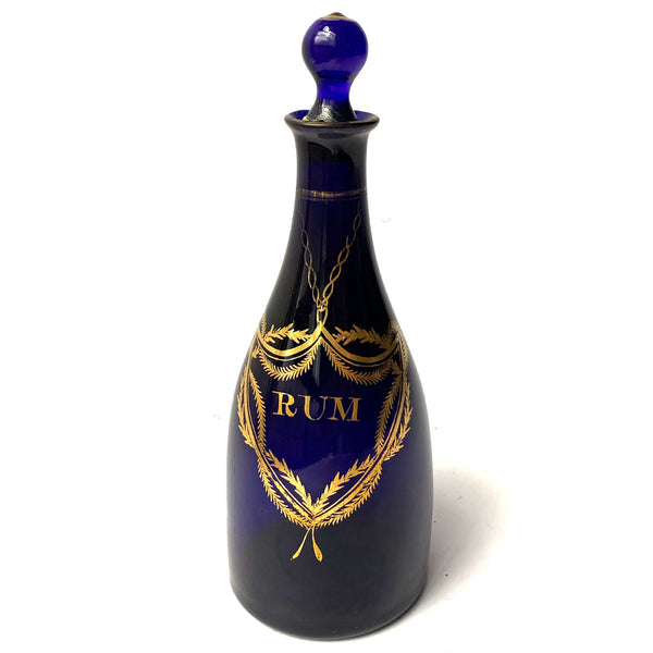 English George III Bristol Blue Glass Rum Decanter