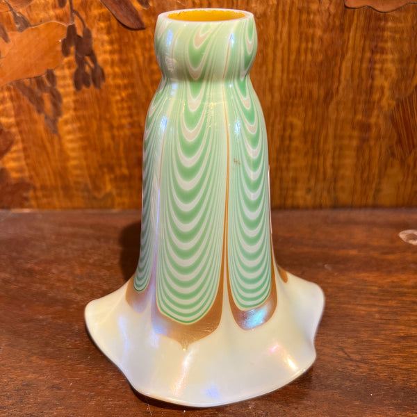 American Steuben Art Nouveau Glass Green Drag Loop Lily Lamp Shade