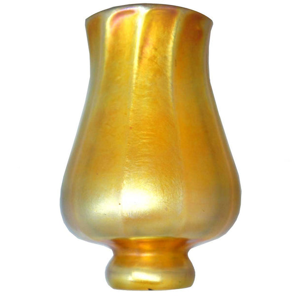 Small American Art Nouveau Style Gold Iridescent Glass Candlestick Lamp Shade