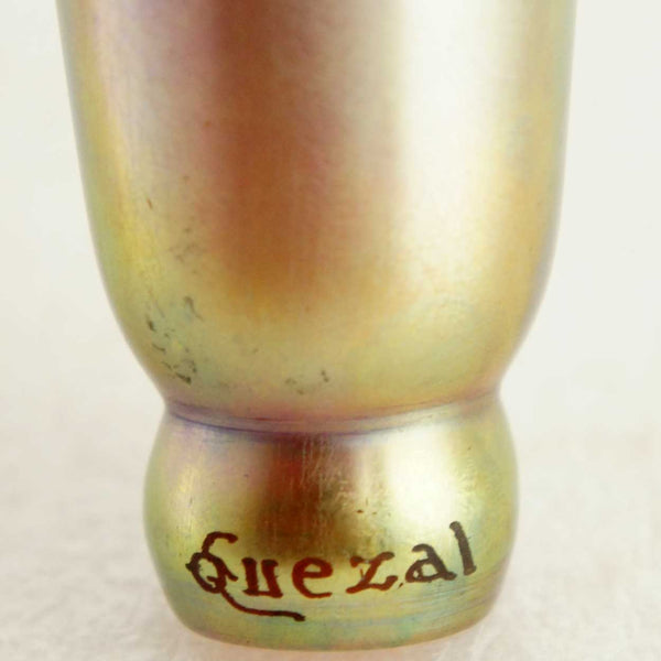 American Quezal Art Nouveau Iridescent Glass Gold Lily Lamp Shade