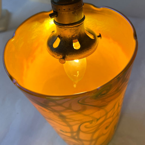 American Durand Art Glass King Tut Pattern Torchiere Lamp Shade