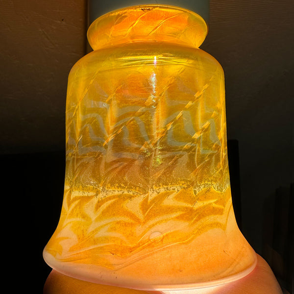 American Tiffany Studios Favrile Glass Gold Wave Pattern Candle Shade